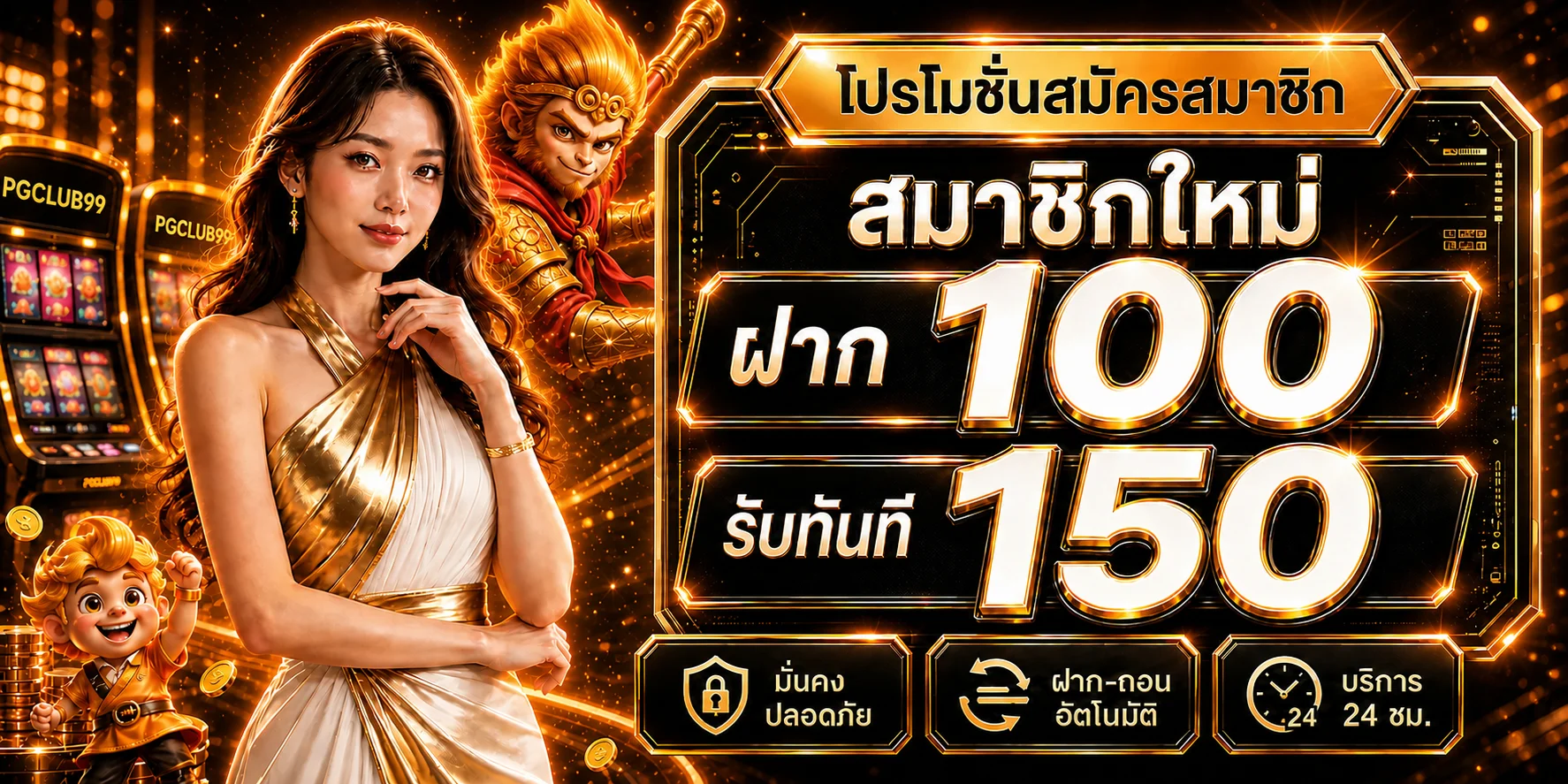 โปรโมชั่นสมาชิกใหม่ PGCLUB99 โทนส้มดำ