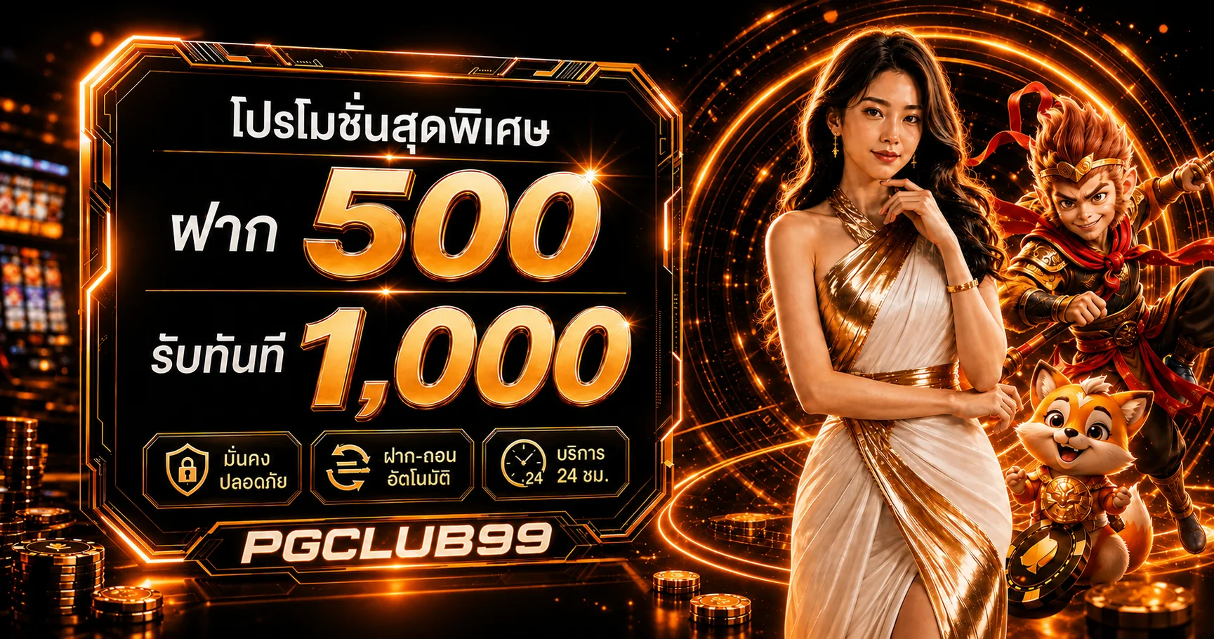 โปรโมชั่น PGCLUB99 ฝาก 500 รับโบนัสตามเงื่อนไข